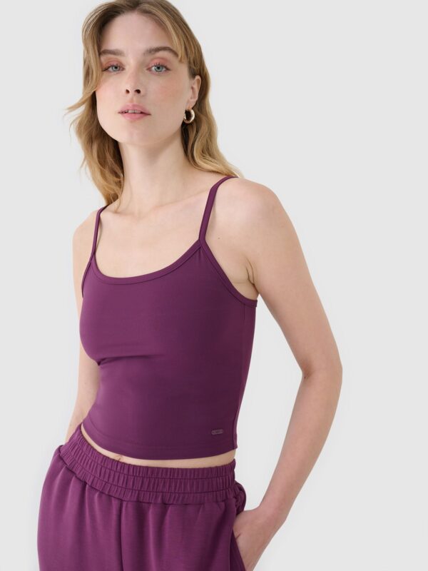4F Crop-top slim damski - fioletowy