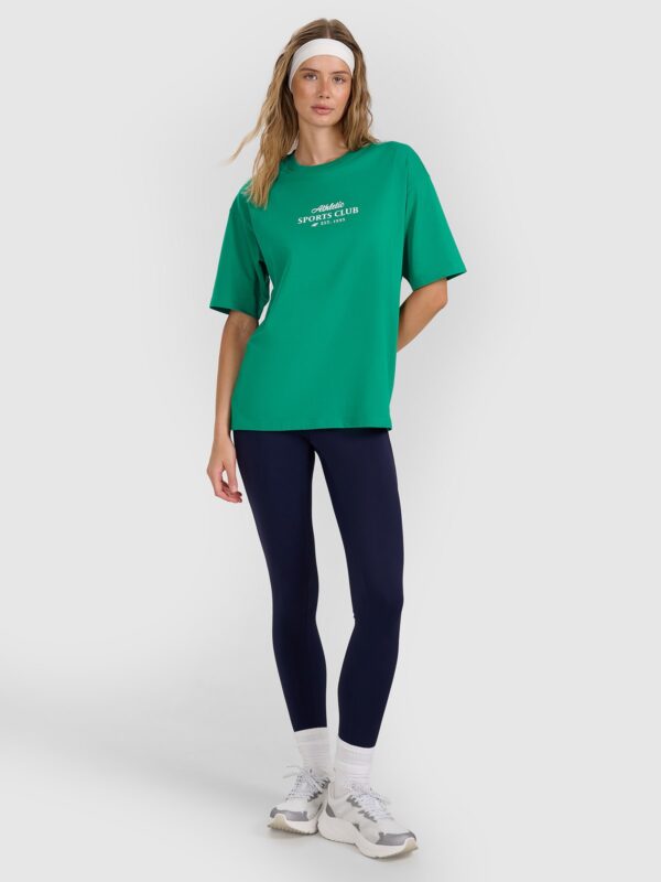 4F T-shirt oversize z nadrukiem damski - zielona