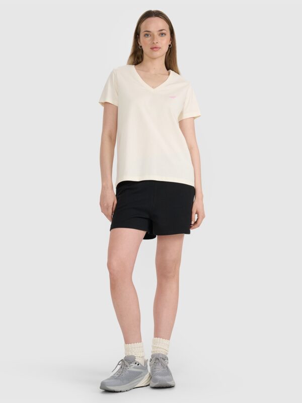 4F T-shirt oversize gładki damski - biały