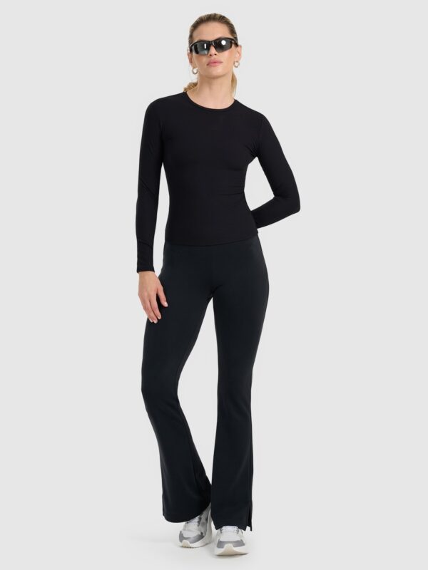 4F Longsleeve slim z prążkowanej dzianiny damski - czarny