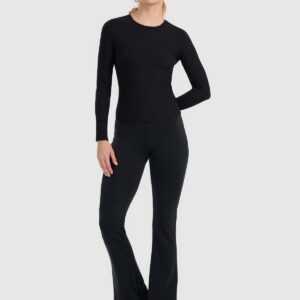 4F Longsleeve slim z prążkowanej dzianiny damski - czarny