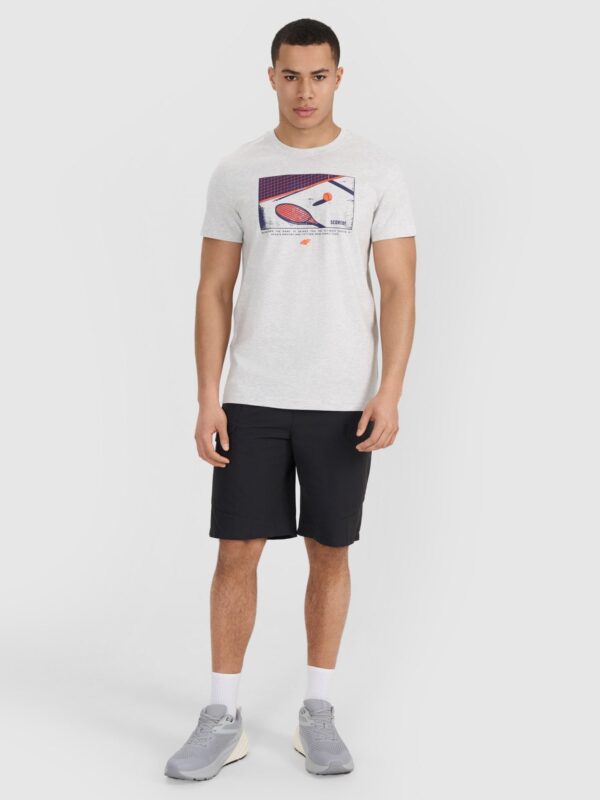 166499e4fff8df6743c2ad868175f12e80f95590 4F T-shirt regular z nadrukiem męski - szary