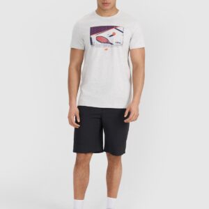 4F T-shirt regular z nadrukiem męski - szary