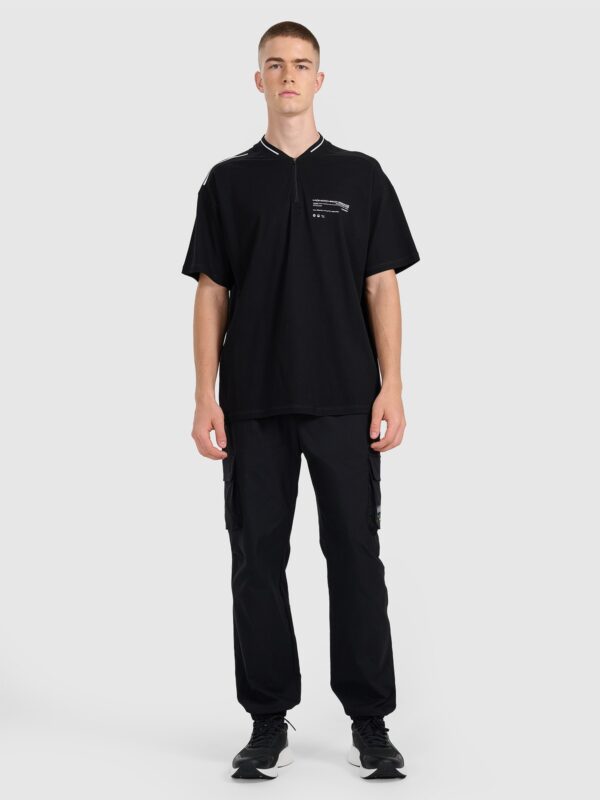 4F Koszulka polo oversize męska - czarna