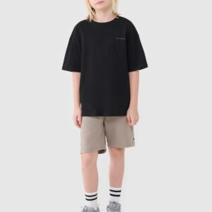 16a918d5c79cac76e39e6d44d9f09d847921d61e 4F T-shirt oversize z napisem chłopięcy - czarny 122 (6-7 lat)