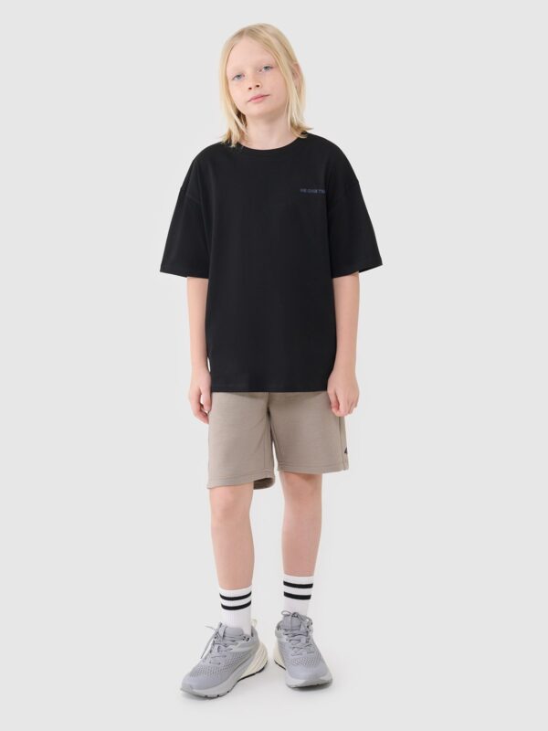 16a918d5c79cac76e39e6d44d9f09d847921d61e 4F T-shirt oversize z napisem chłopięcy - czarny 122 (6-7 lat)