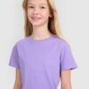 4F T-shirt regular z nadrukiem dziewczęcy - fioletowy 134 (8-9 lat)