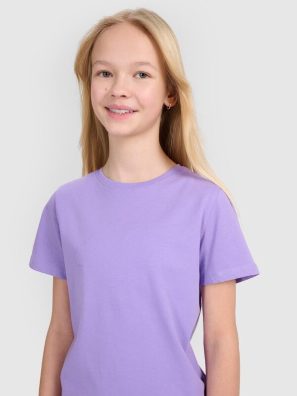 4F T-shirt regular z nadrukiem dziewczęcy - fioletowy 134 (8-9 lat)