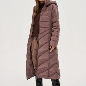 Kurtka z paskiem brązowa