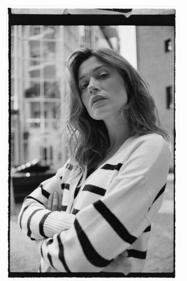 Kardigan w paski ecru