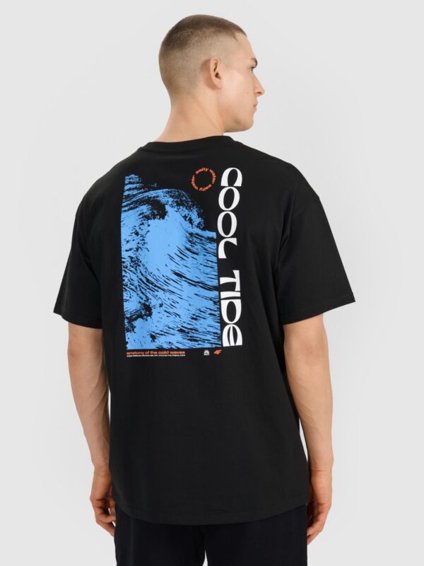 4F T-shirt oversize z nadrukiem męski - czarny