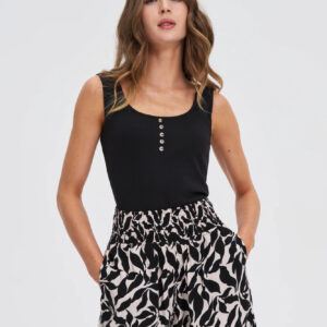 175bd5ff4753235838f2b878c3858e06ddfe3446 Prążkowany top z guzikami czarny