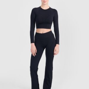 177e07dae9644356010ac19b05a27a32c535c1d7 4F Longsleeve treningowy crop-top z wycięciem na plecach damski - czarny