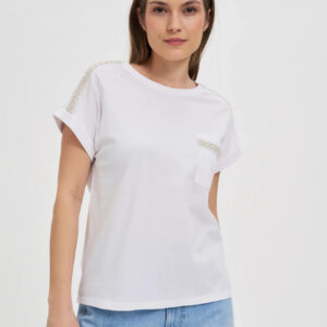 17b4bf5d13fb47978243f2535354f731ff1c393e Bawełniany t-shirt ozdobiony koralikami biały