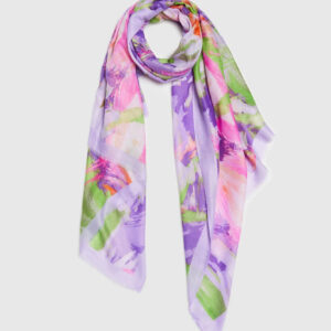 Szal w kwiaty zielony