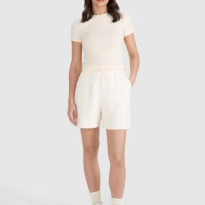 18a777ce33e5726017e0a4a8d025c199bdf9833b 4F T-shirt slim z waflowej dzianiny damski - biały