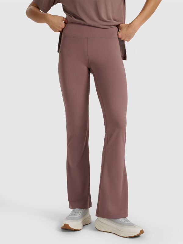 4F Legginsy z rozszerzanymi nogawkami damskie - brązowe