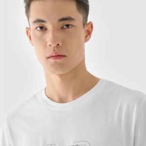 19978a0da19c2023a82bf42fe09724b2297ec45b 4F T-shirt regular z nadrukiem męski - biały