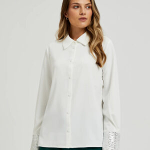 19ea2b7128a60584b2099d41b79f7a302aab404d Koszula z cekinami na mankietach biała