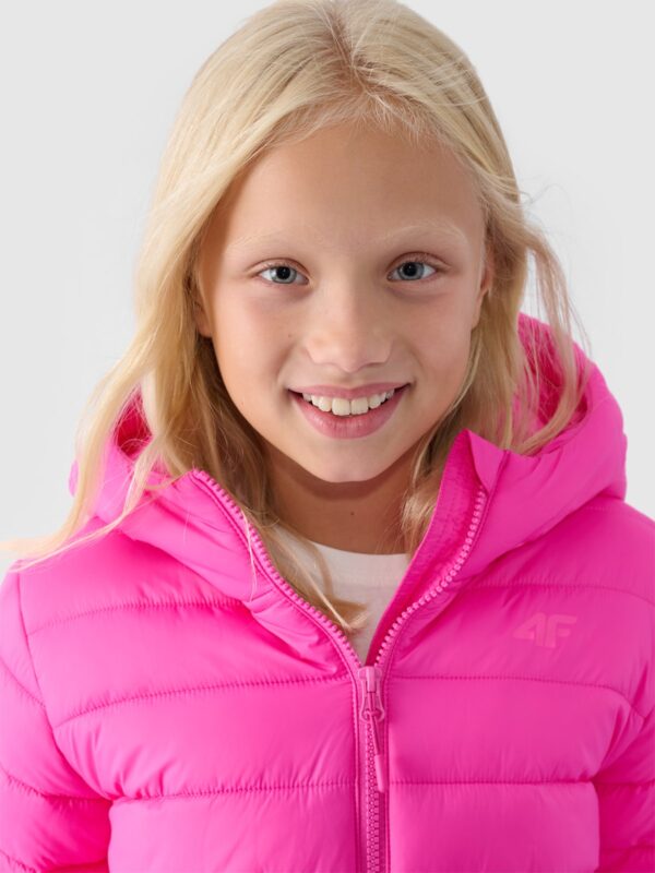 4F Kurtka puchowa z wypełnieniem syntetycznym dziewczęca - różowa 164 (13-14 lat)