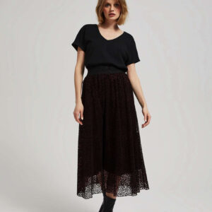 1b2ad419722452b1e3511a12a0bf5f3d31665f2c Rozkloszowana spódnica midi kasztanowa