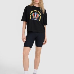 4F T-shirt oversize z nadrukiem damski - czarny