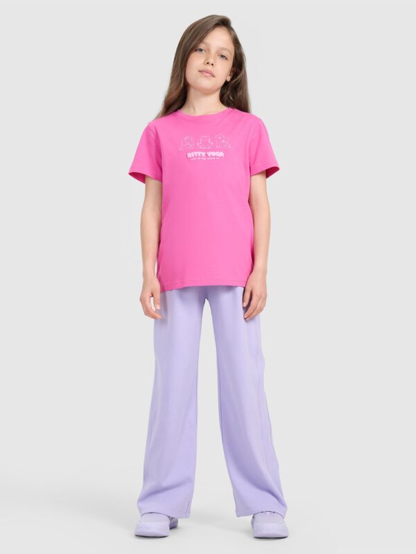 4F T-shirt regular z nadrukiem dziewczęcy - różowy 152 (11-12 lat)