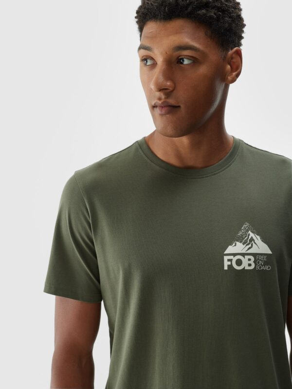 1bc0c6238254fbcceca1ee0307cc1cf6f88ced1b 4F T-shirt regular z nadrukiem męski - oliwkowy/khaki