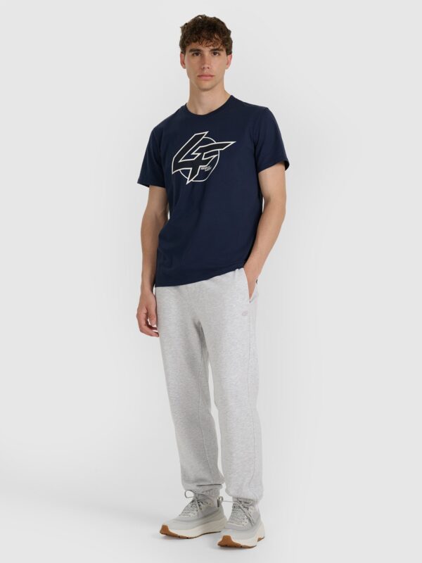 4F T-shirt regular z nadrukiem męski - granatowy