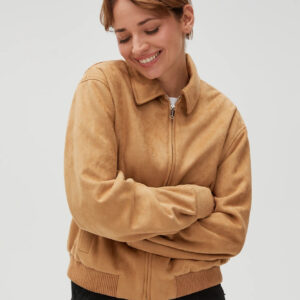 Kurtka z imitacji zamszu beżowa