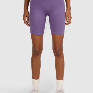4F Legginsy kolarki treningowe bezszwowe damskie - fioletowe