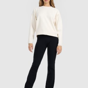 4F Bluza dresowa nierozpinana bez kaptura damska - beżowa