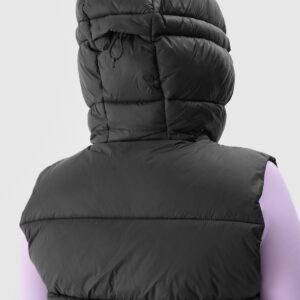 4F Bezrękawnik puchowy pikowany z kapturem damski - czarny