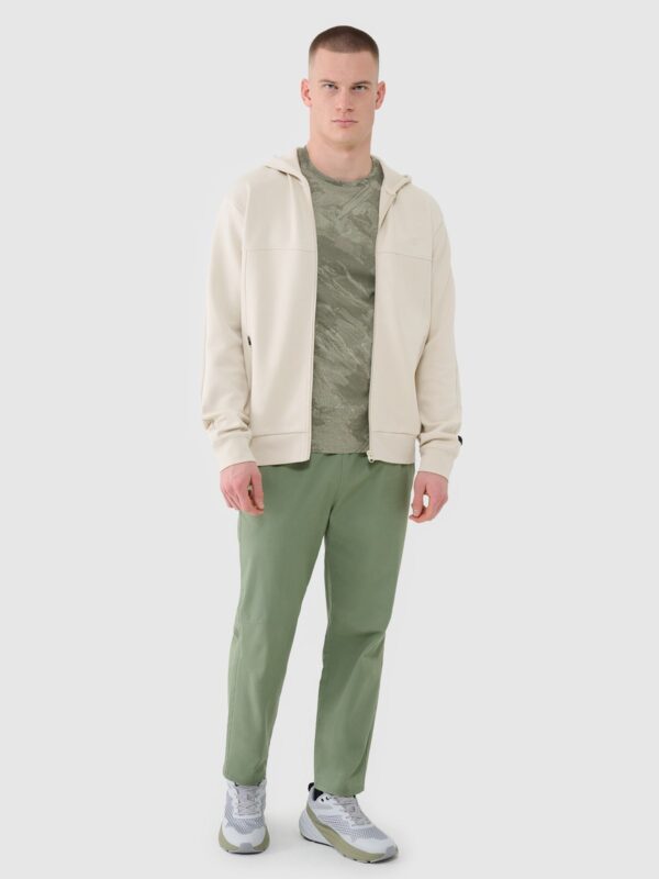 4F T-shirt regular z nadrukiem męski - oliwkowy/khaki