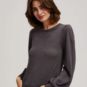 1f071829858565cf212f672123190af39d6bcd47 Sweter z bufiastymi rękawami i metaliczną nitką