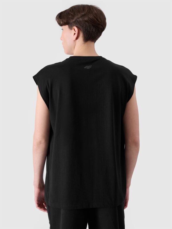 4F Tank top oversize z nadrukiem męski - czarny