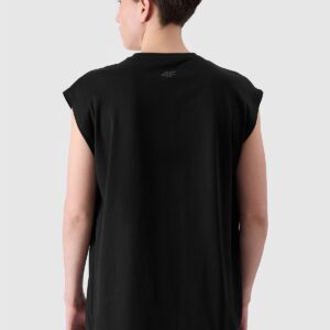 4F Tank top oversize z nadrukiem męski - czarny