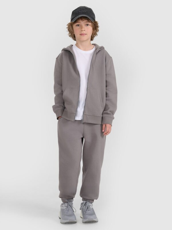 4F Bluza dresowa rozpinana z kapturem chłopięca - szara 140 (9-10 lat)