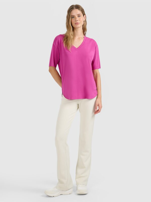 4F T-shirt oversize z modalem damski - różowy