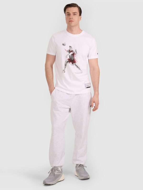 4F T-shirt regular z nadrukiem siatkarskim męski - biały