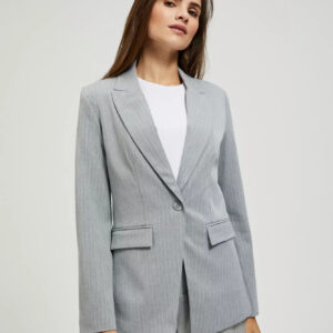 1fbe39c35fd77b74de7ed8a88a54758a6e1490fe Marynarka jednorzędowa w delikatne paski szara