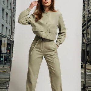 Gładkie spodnie oliwkowe