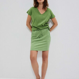 Gładka spódnica z kieszeniami malahitowa