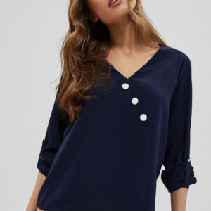 213bf1983b8a52e4e6214d4eb5850a7a1b29c427 Koszula z ozdobnymi guzikami granatowa