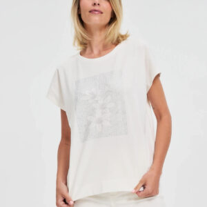 Bawełniana bluzka z nadrukiem biała