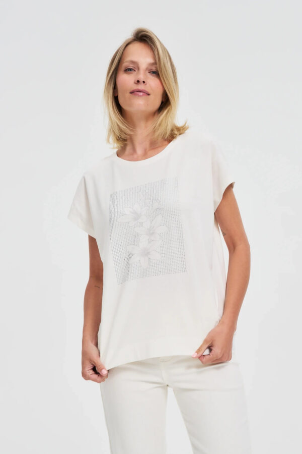 Bawełniana bluzka z nadrukiem biała