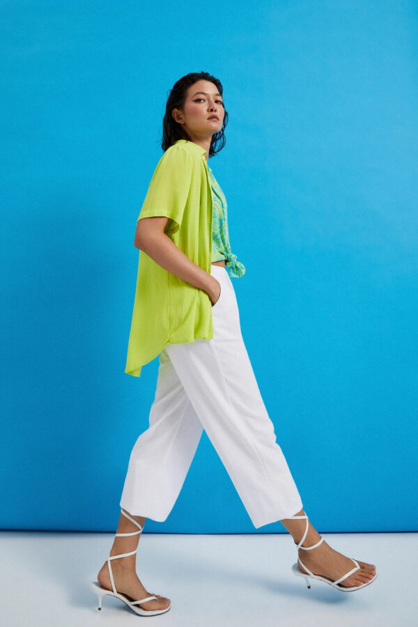 216179c749678d321b64345d713451fa644f5246 Koszula z kołnierzykiem limonkowa