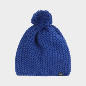 4F Czapka zimowa z pomponem męska - niebieska