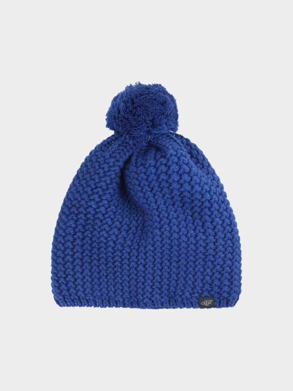 4F Czapka zimowa z pomponem męska - niebieska