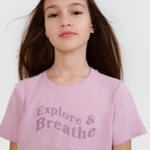 2229ed95f2dbe6b028c3d46ff2d323cd6a76fc88 4F T-shirt regular z nadrukiem dziewczęcy - fioletowy 164 (13-14 lat)